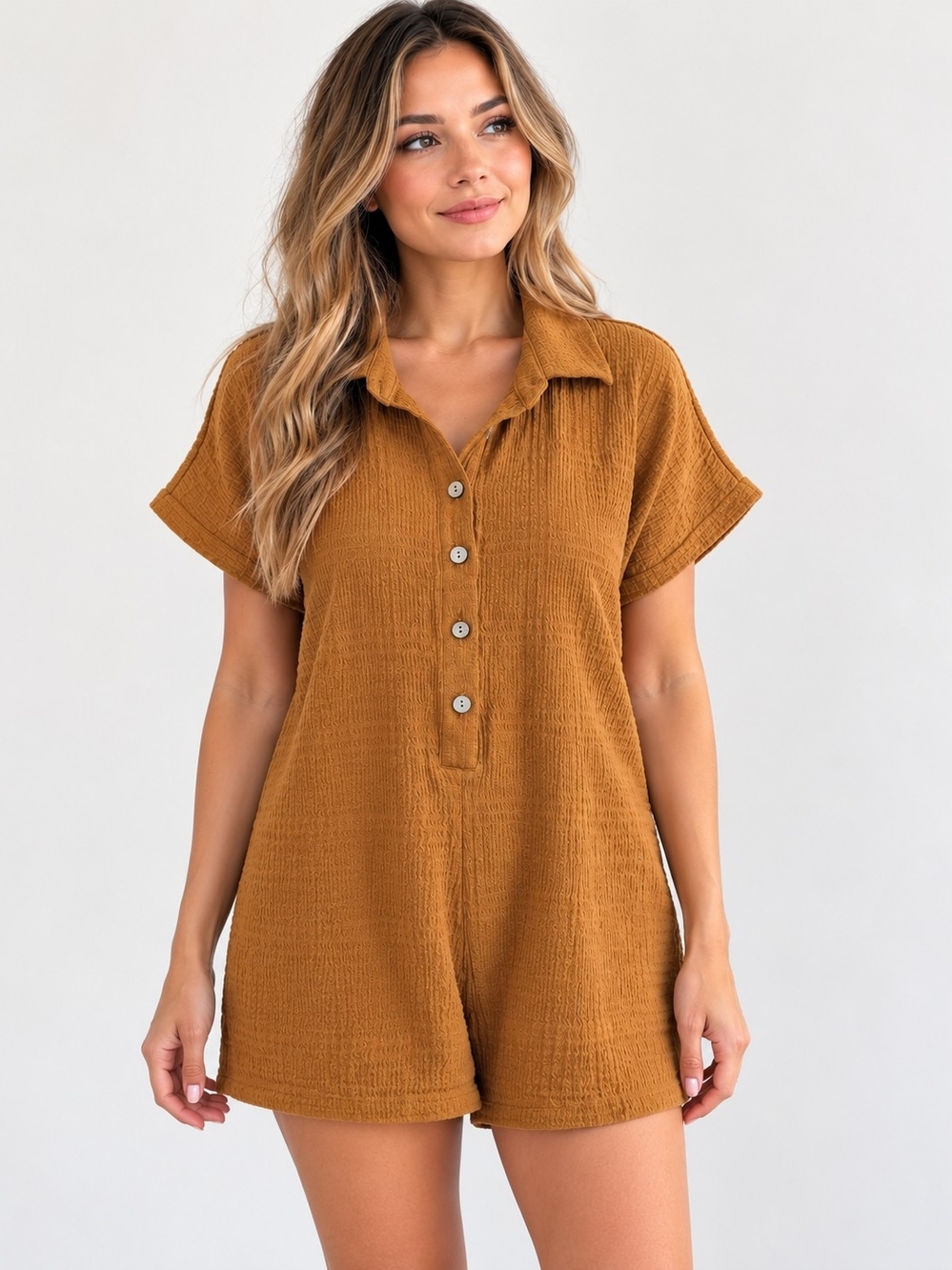 Anthropologie Saturday Sunday Rust Textured Romper